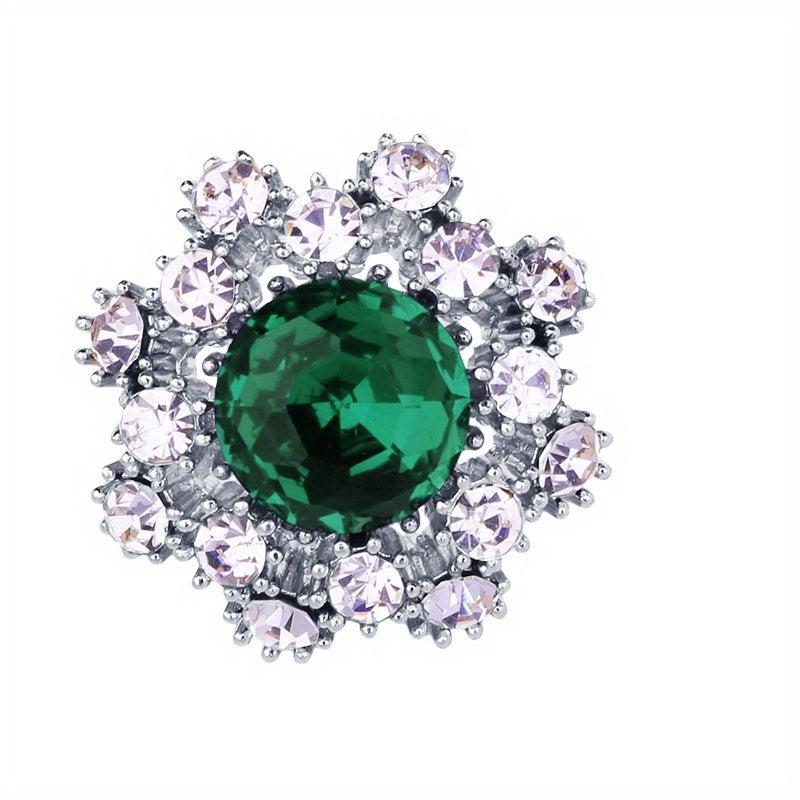 Mini Snowflake Brooch Men's Suit Collar Pin Red Rhinestone Flower