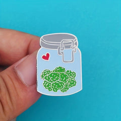 Plant Pot Flower Brooch Enamel Metal Badge Lapel Pin Jacket Jewelry Friends