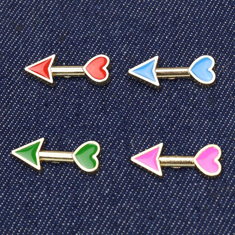4pcs Heart Arrow Brooches Mini Collar Pin For Men