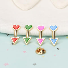 4pcs Heart Arrow Brooches Mini Collar Pin For Men