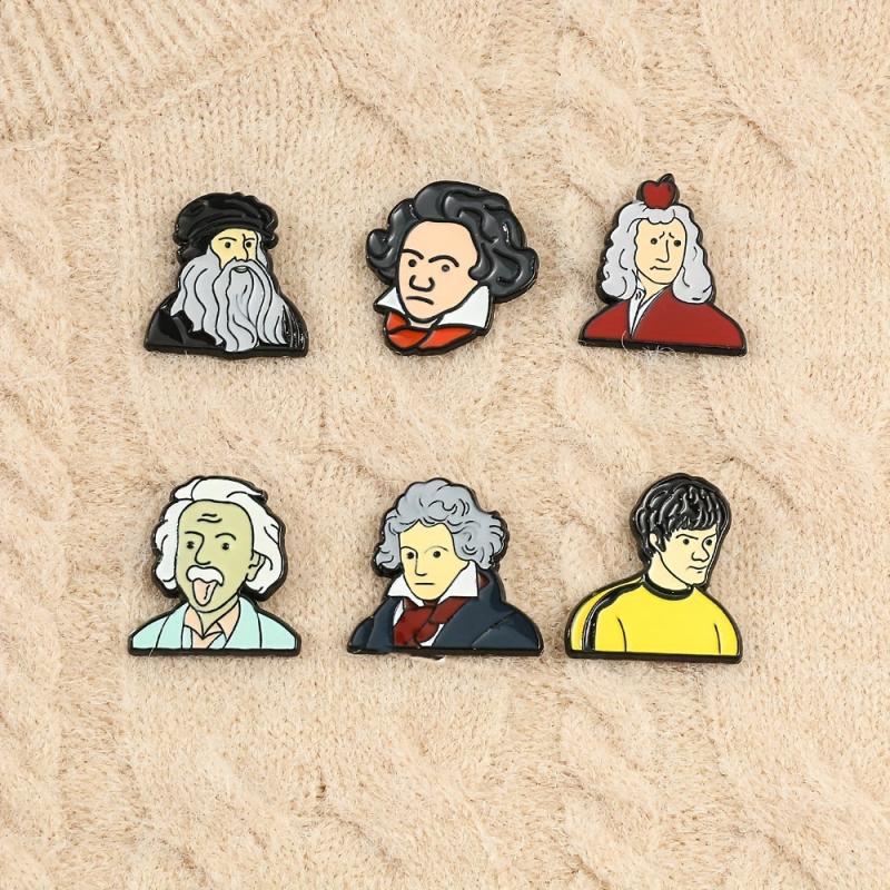 Cartoon Famous People Brooch Metal Badge Accessories for Men