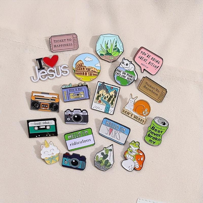 10pcs Creative Cartoon Animal Brooches for Men Clothes Bag Accessories Gift