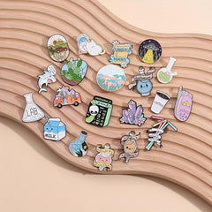 10pcs Creative Cartoon Animal Brooches for Men Clothes Bag Accessories Gift