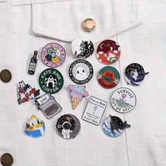 10pcs Creative Cartoon Animal Brooches for Men Clothes Bag Accessories Gift