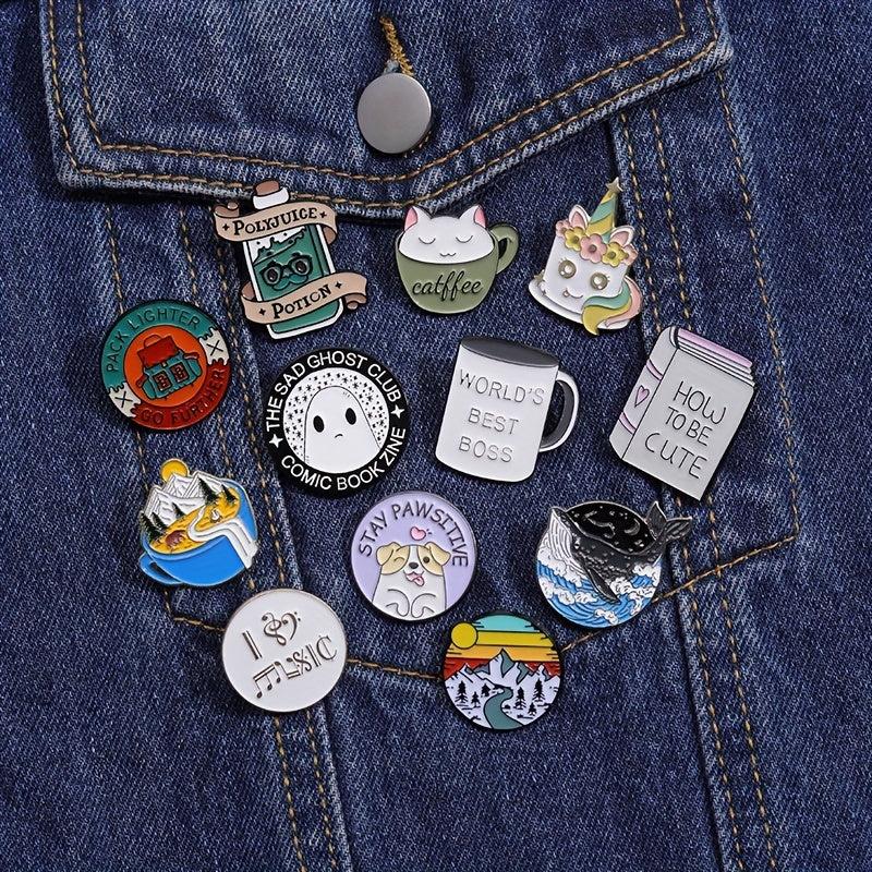 10pcs Creative Cartoon Animal Brooches for Men Clothes Bag Accessories Gift
