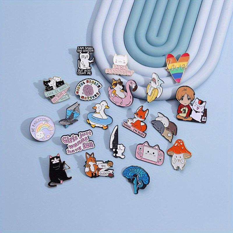 10pcs Creative Cartoon Animal Brooches for Men Clothes Bag Accessories Gift