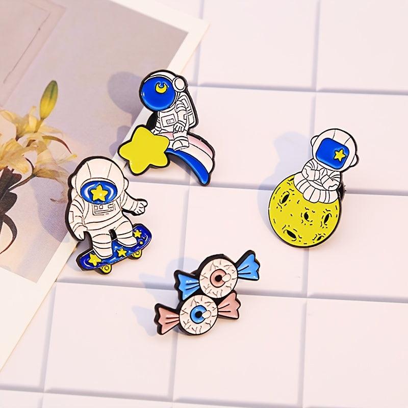 Creative Space Skateboard Alien Eye Brooch