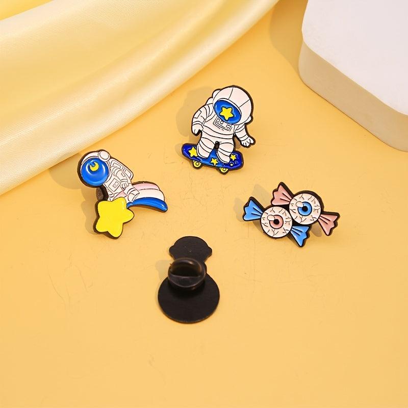 Creative Space Skateboard Alien Eye Brooch