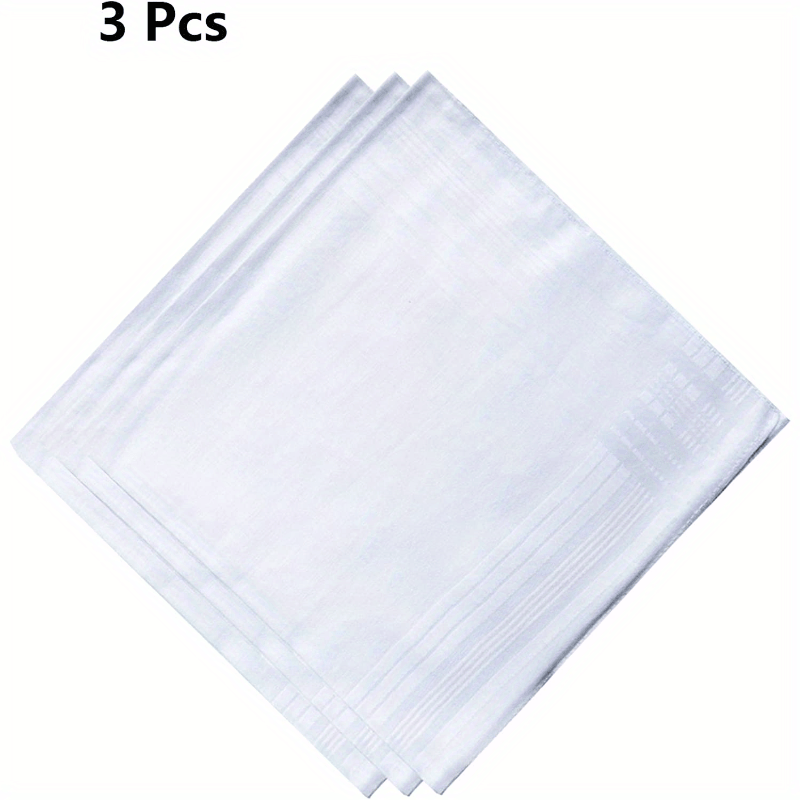 3pcs Men's 100 Handkerchief Solid Striped Handkerchief Absorbent