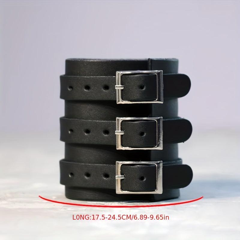 Men's Punk Leather Wristband Multilayer Bracelet