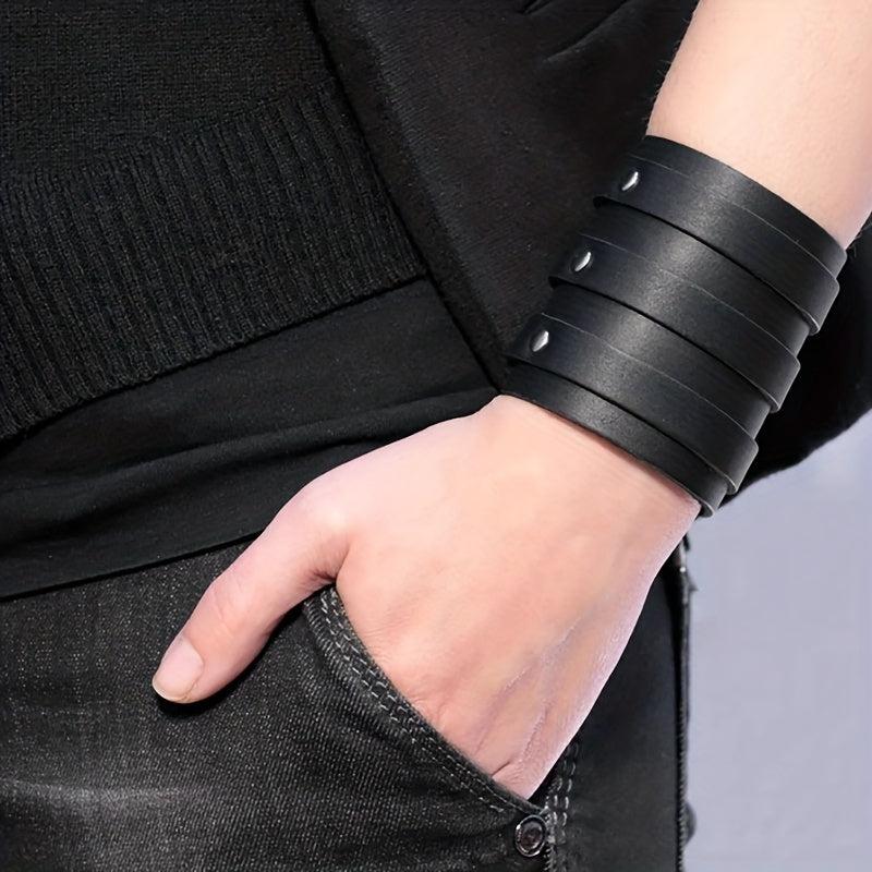 Men's Punk Leather Wristband Multilayer Bracelet