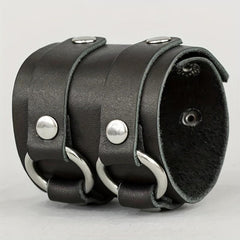 Stylish Leather Bracelet Double Circle Bracelet Men's Wristband