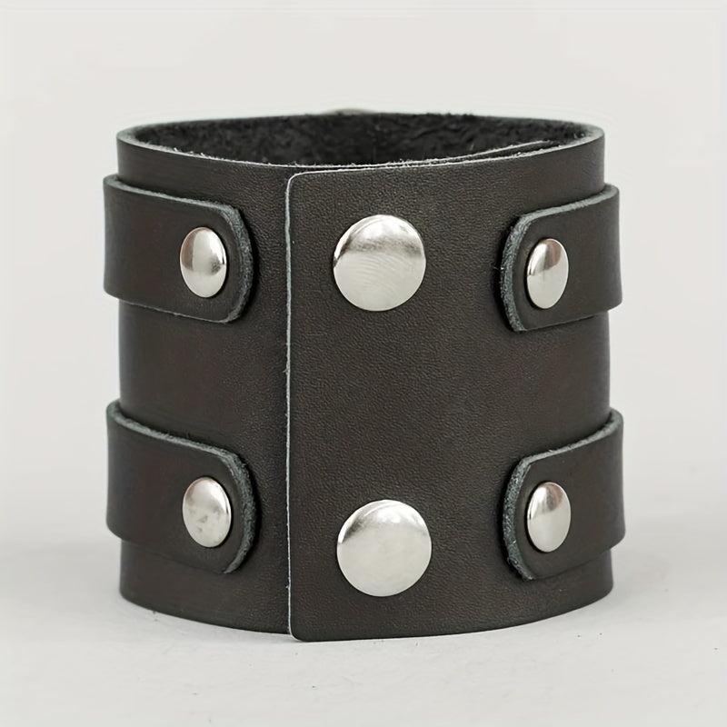 Stylish Leather Bracelet Double Circle Bracelet Men's Wristband