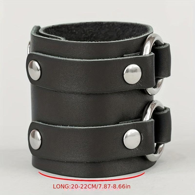 Stylish Leather Bracelet Double Circle Bracelet Men's Wristband