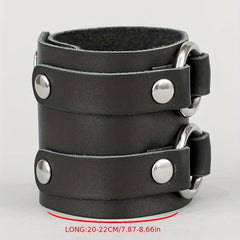 Stylish Leather Bracelet Double Circle Bracelet Men's Wristband