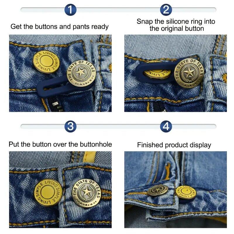 5pcs Metal Button Extension for Enlarged Waist Jeans Sewing