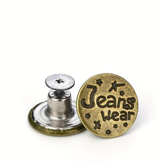 10pcs Seam Button Pins For Jeans 5 Silver 5 Brass Set