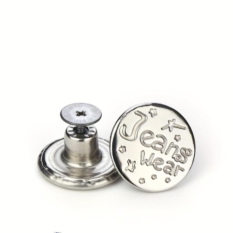 10pcs Seam Button Pins For Jeans 5 Silver 5 Brass Set