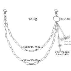 Metal Love Wings Pendant Pants Chain Retro Key Body Chain