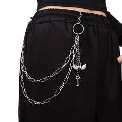 Metal Love Wings Pendant Pants Chain Retro Key Body Chain