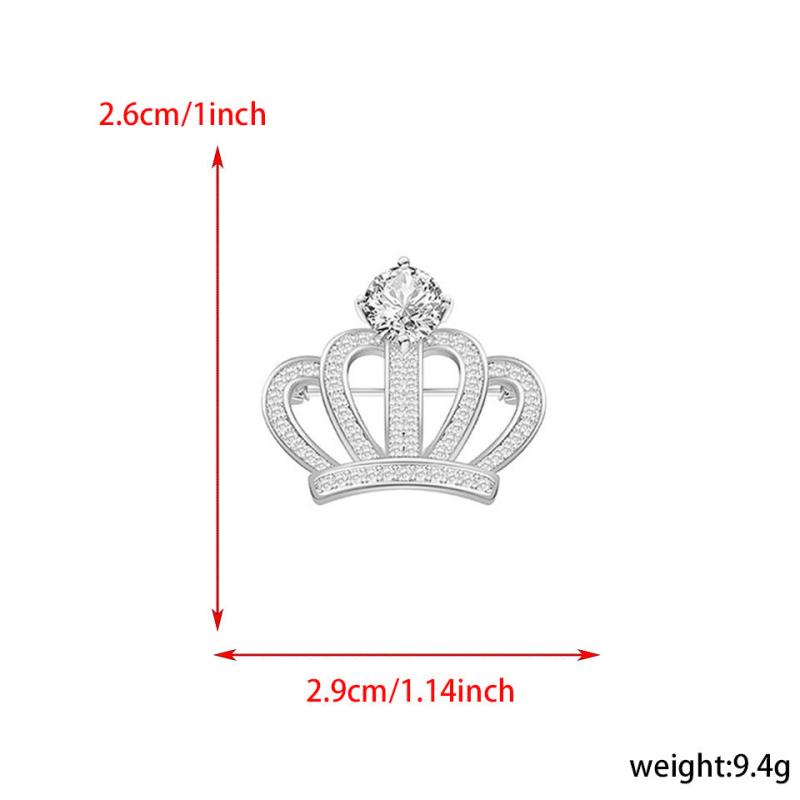 High End Zircon Crown Brooch Men's Dinner Pin Evening Dress Accessories