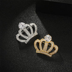 High End Zircon Crown Brooch Men's Dinner Pin Evening Dress Accessories