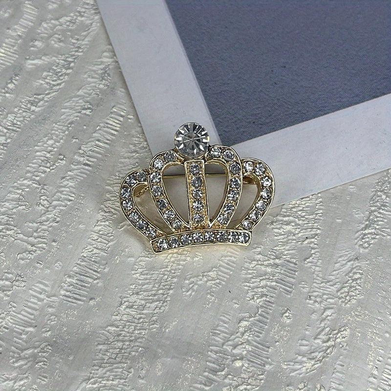 High End Zircon Crown Brooch Men's Dinner Pin Evening Dress Accessories