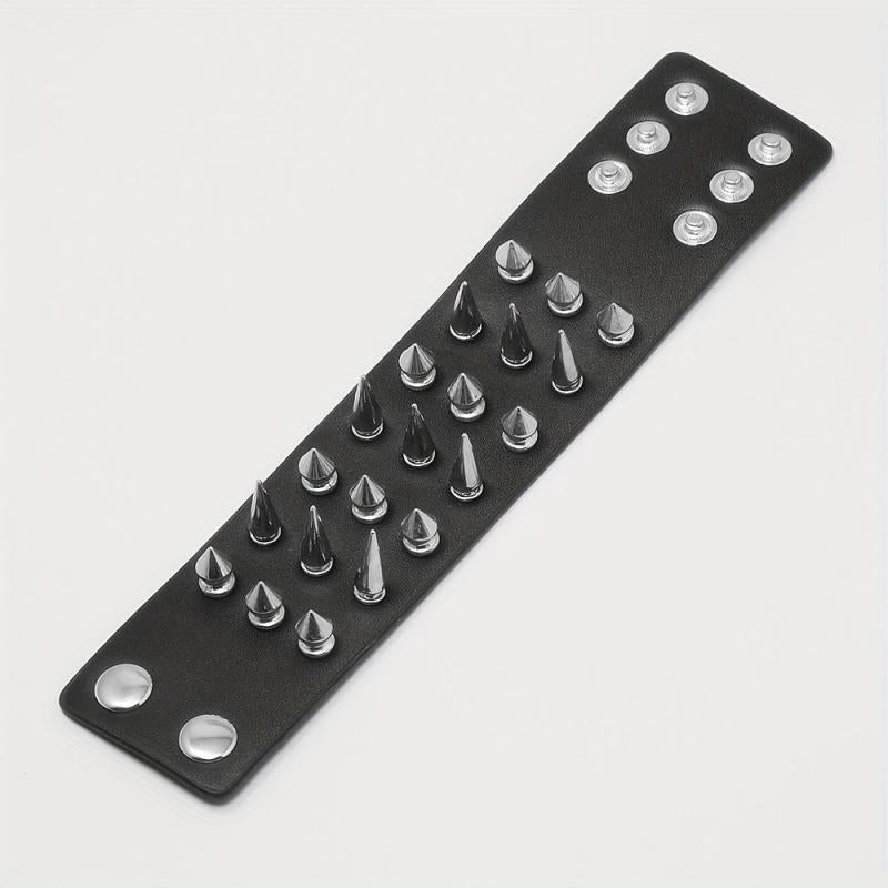 Men's Rivets Spikes Decor Bracelet Gothic Punk PU Leather Bracelet