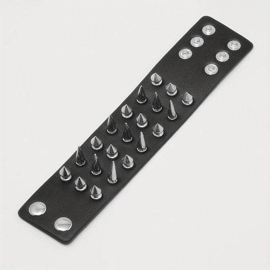 Men's Rivets Spikes Decor Bracelet Gothic Punk PU Leather Bracelet