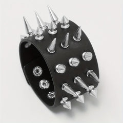 Men's Rivets Spikes Decor Bracelet Gothic Punk PU Leather Bracelet