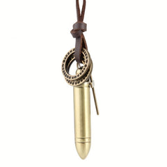 Retro Cross Bullet Leather Necklace Hip Hop Punk Pendant