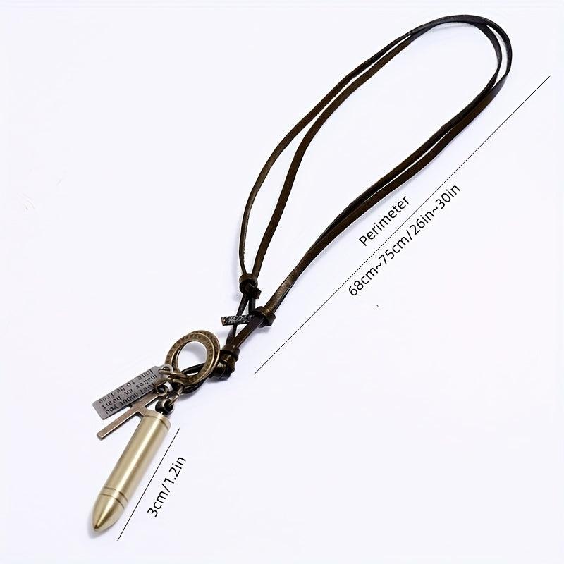 Retro Cross Bullet Leather Necklace Hip Hop Punk Pendant