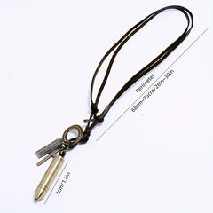 Retro Cross Bullet Leather Necklace Hip Hop Punk Pendant