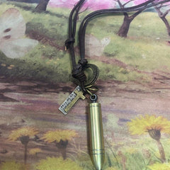 Retro Cross Bullet Leather Necklace Hip Hop Punk Pendant