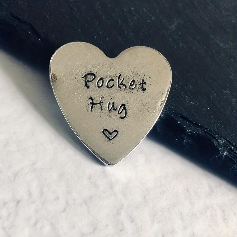 Pocket Hug Heart Keepsake Token Pewter Hand Stamped