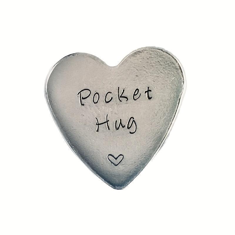 Pocket Hug Heart Keepsake Token Pewter Hand Stamped