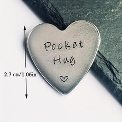 Pocket Hug Heart Keepsake Token Pewter Hand Stamped