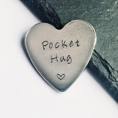 Pocket Hug Heart Keepsake Token Pewter Hand Stamped