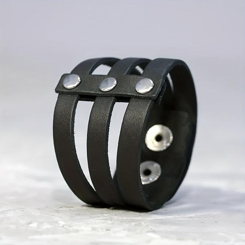 Punk Style Men's Leather Wrist Guard with Rivet Inlay