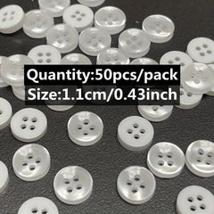 50pcs 4 Holes Shirt Buttons Apparel Sewing Accessories Size 1