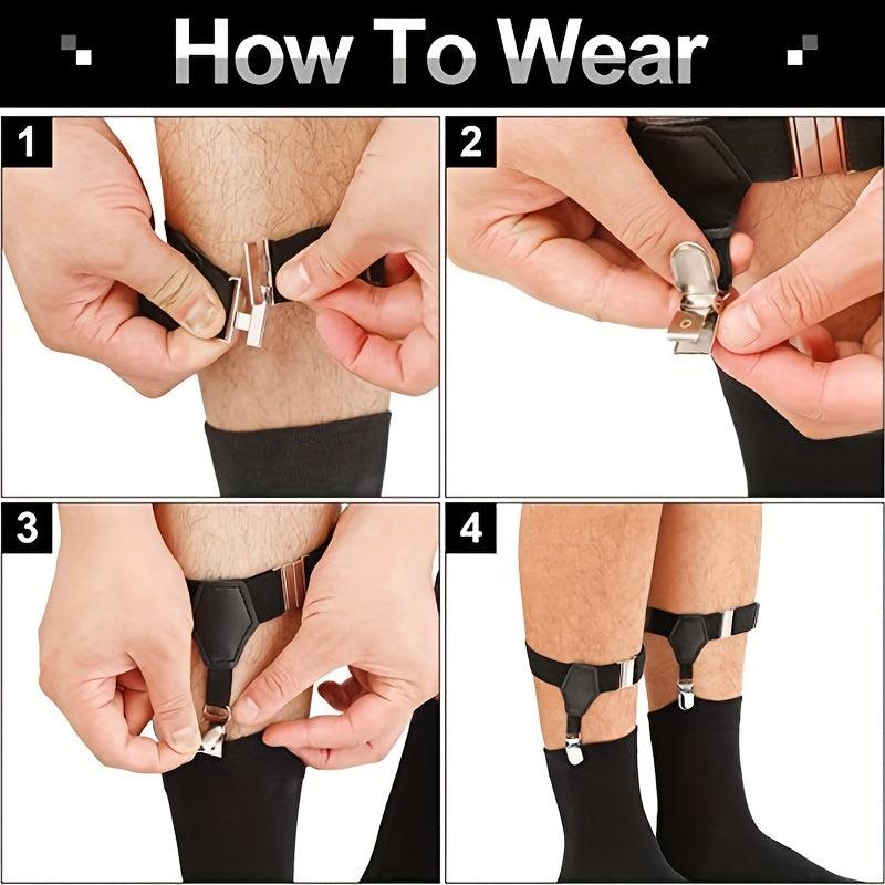 Men's Sock Suspenders Holders Adjustable Clip Metal Clips One Size
