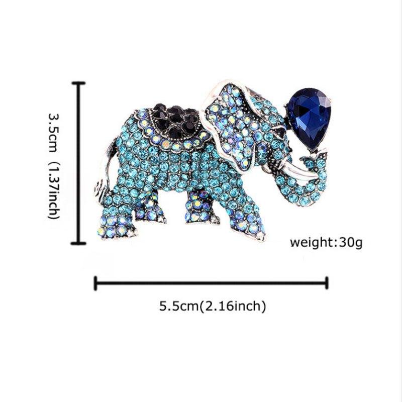 Crystal Luck Fortune Elephant Alloy Rhinestone Animal Corsage Golden Brooch