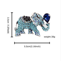 Crystal Luck Fortune Elephant Alloy Rhinestone Animal Corsage Golden Brooch