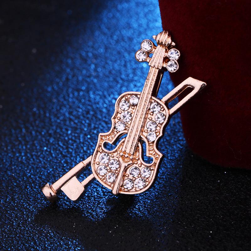 Men's Music Style Violin Tassel Chain Brooch Note Suit Accessories