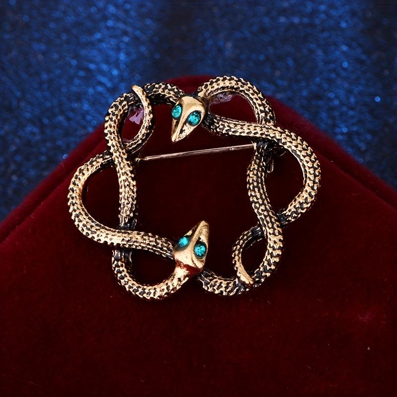 Vintage Snake Brooch Suit Jacket Pin Classic Double Snake Host Brooch