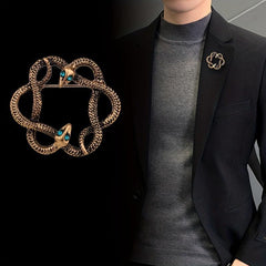 Vintage Snake Brooch Suit Jacket Pin Classic Double Snake Host Brooch