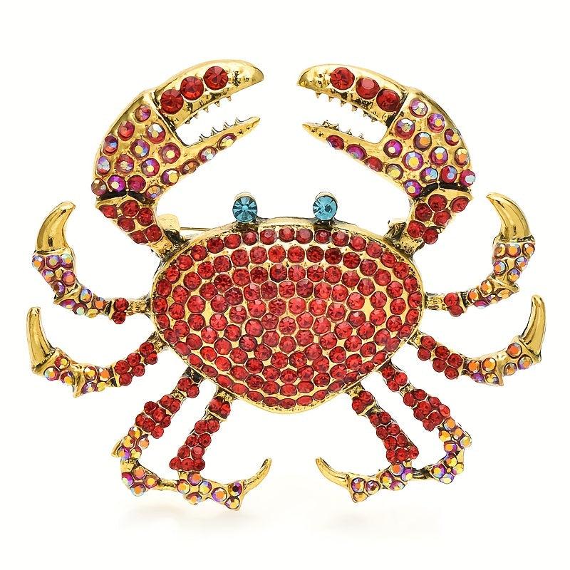 Crab Brooches Rhinestone Sea Animal Party Office Pins