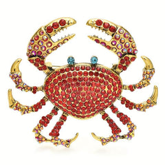 Crab Brooches Rhinestone Sea Animal Party Office Pins