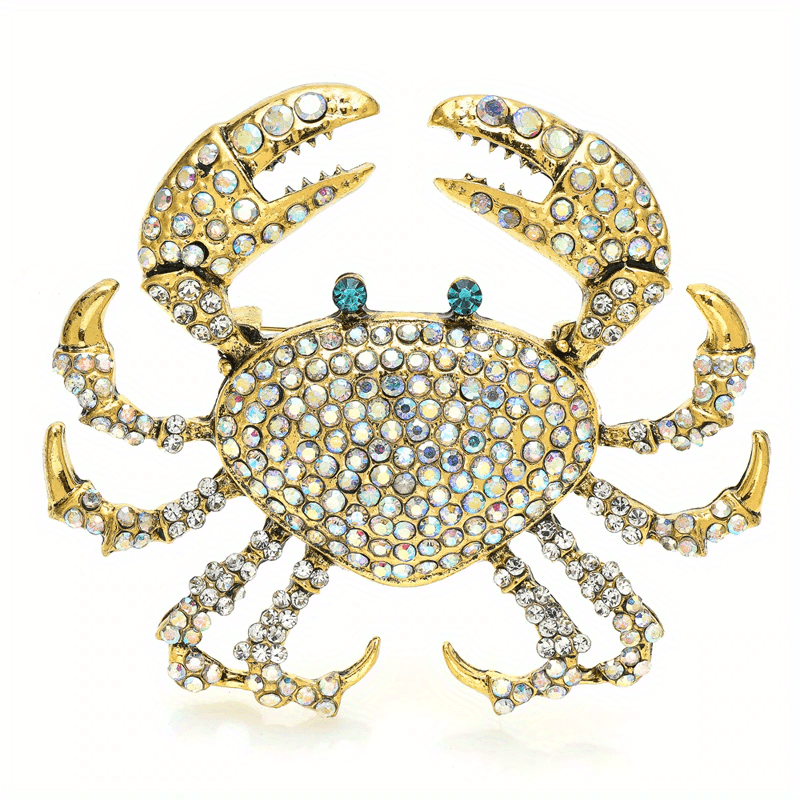 Crab Brooches Rhinestone Sea Animal Party Office Pins
