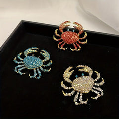 Crab Brooches Rhinestone Sea Animal Party Office Pins